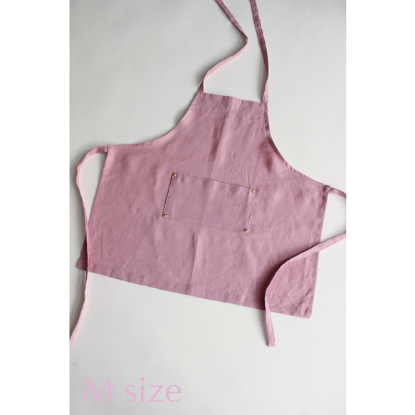 リネンエプロン 【 Standard kids apron 】Smoky pink S,M,L 3枚目の画像