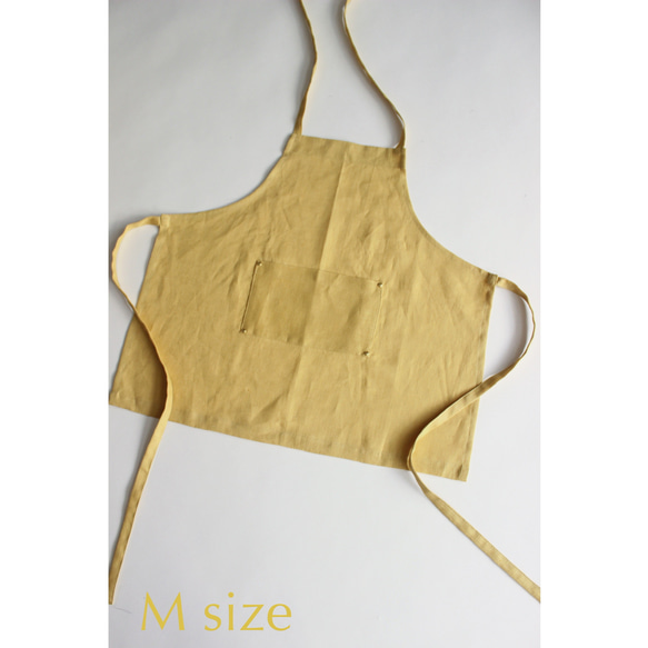 リネンエプロン 【 Standard kids apron 】Light yellow S,M,L 3枚目の画像