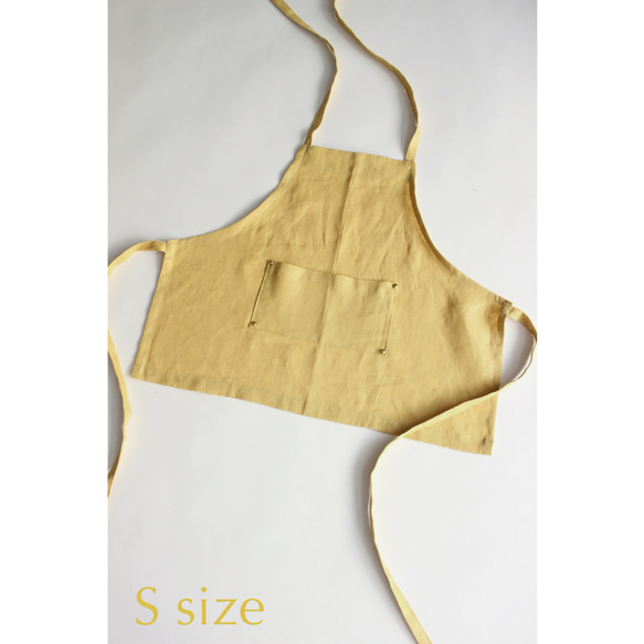 リネンエプロン 【 Standard kids apron 】Light yellow S,M,L 2枚目の画像
