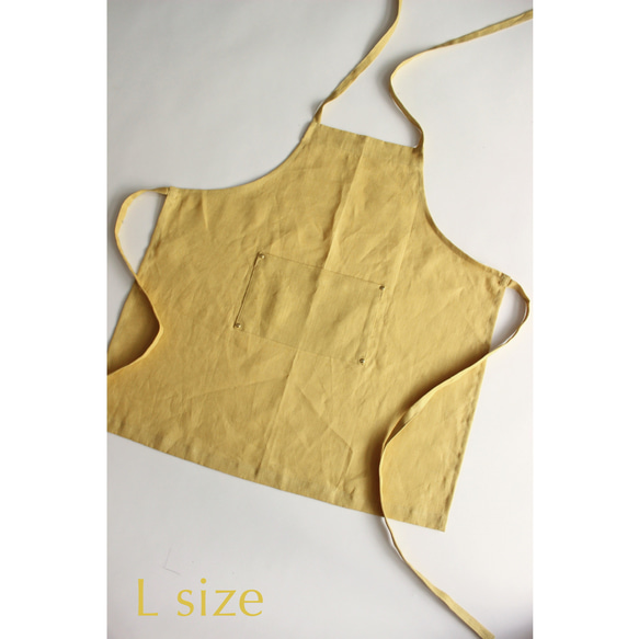リネンエプロン 【 Standard kids apron 】Light yellow S,M,L 4枚目の画像