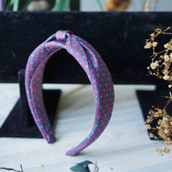 古董領帶改製手工髮箍-Hermès酸甜莓果紅-蝴蝶結版 第6張的照片