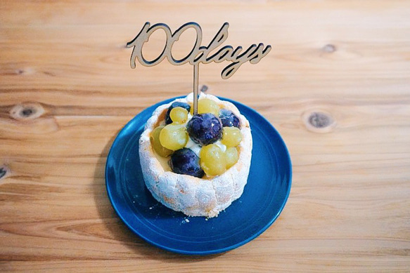 生後100日　100days  手書きフォント　バースデー　ケーキトッパー　木製　 3枚目の画像