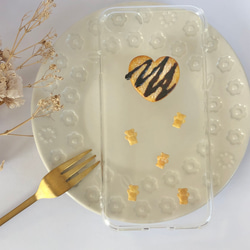 ハート と くまさん の スマホケース【iPhone全機種対応】クッキー チョコ フェイクスイーツ クリア 食べ物 9枚目の画像
