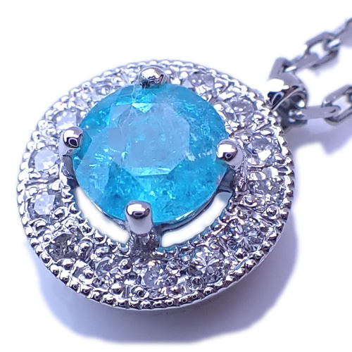 セ-ル❣️PTパライバトルマリンダイアモンド入りペンダントトップ PT パライバダイヤモンドペンダント