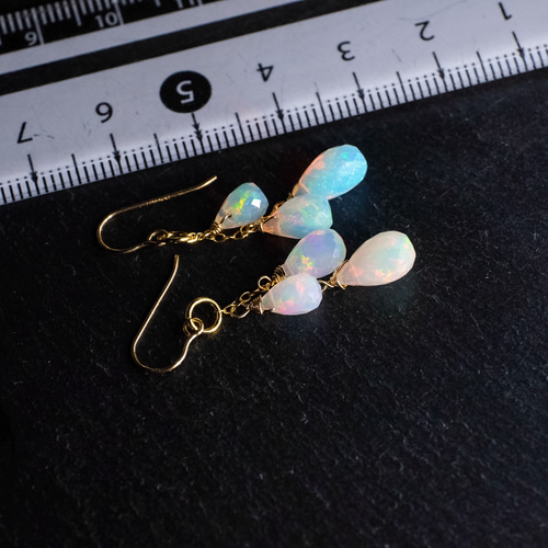 14kgfエチオピアオパールドロップピアス/イヤリング ピアス（フック 