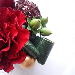 【僅1件】❁可愛的陶土插花/玻璃花瓶，紅色康乃馨和豐滿的心❁ 第3張的照片