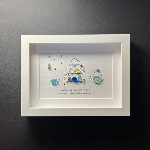 シーグラスアート「海のアフタヌーンティー」 その他アート ゆきみ工房