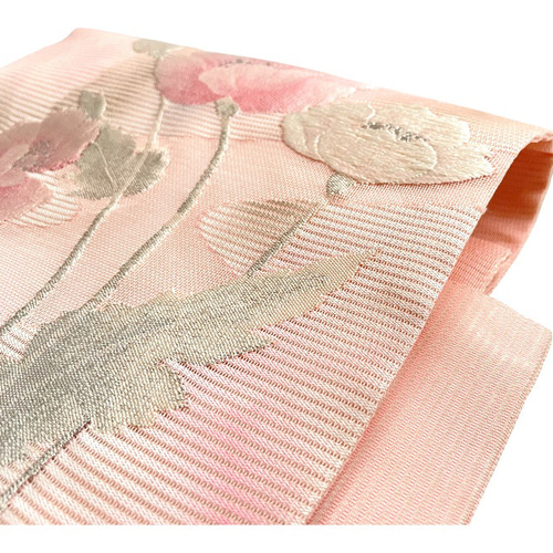【公式】フジのお歳暮・冬ギフト 手軽にお太鼓-作り帯】夏物 正絹 名古屋帯 絽 ポピー ピンク 着物・浴衣