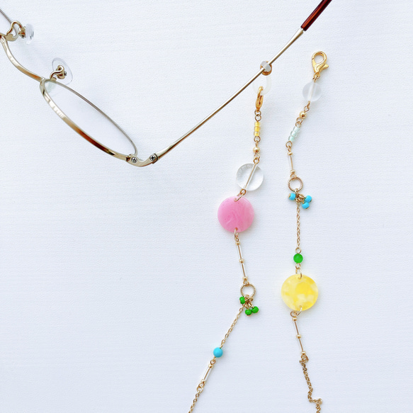 アレルギー対応》天然石とアクリルのカラフルカラー メガネチェーン