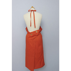 上質リネンエプロン 【Eyelet switching apron】Orange 7枚目の画像