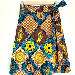 アフリカ布巻きスカート (ひざ丈) 2枚目の画像