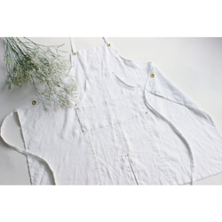 上質リネンエプロン【Eyelet switching apron】White 1枚目の画像