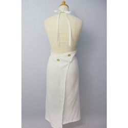 上質リネンエプロン【Eyelet switching apron】White 7枚目の画像