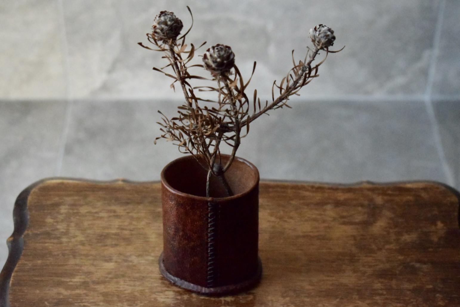 【一点もの】 Leather Stand β 一輪挿し　フラワーベース