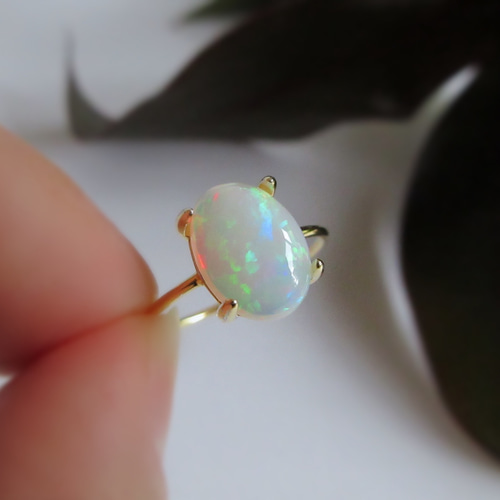 10月の誕生石】10×8mm美粒「プレシャスオパール」リング 指輪