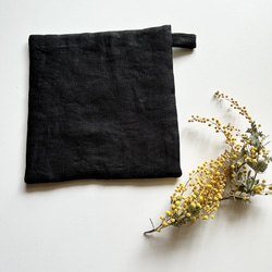 オリジナル柄⭐︎北欧風⭐︎刺し子刺繍⭐︎鍋敷き(ブラック) 2枚目の画像
