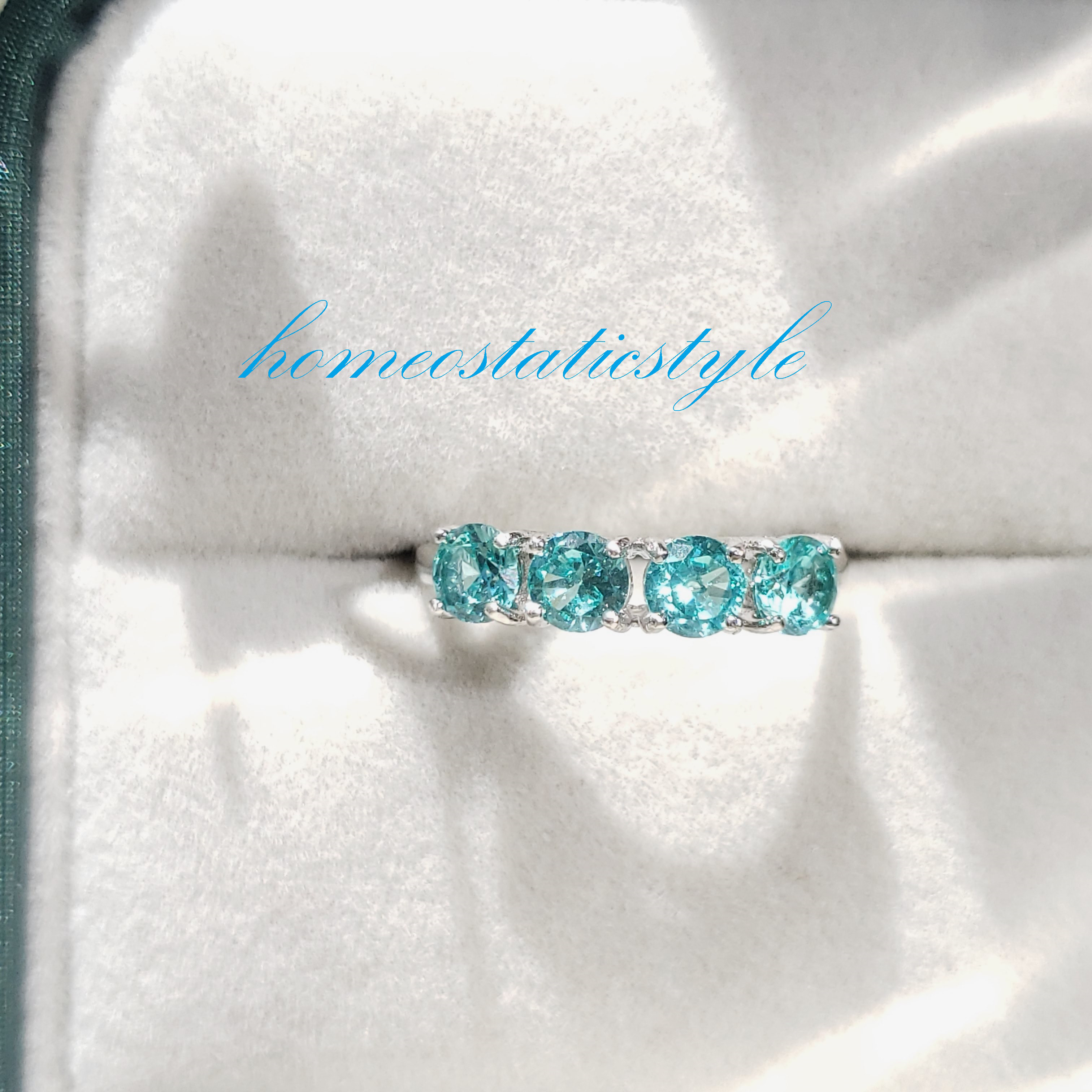 Paradise Blue パライバトルマリン リング 4mm ハーフエタニティ 合成