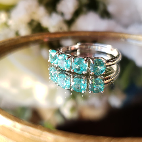Paradise Blue パライバトルマリン リング 4mm ハーフエタニティ
