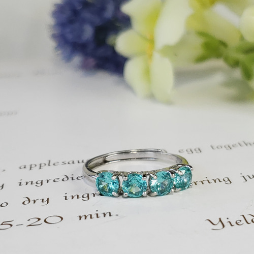 Paradise Blue パライバトルマリン リング 4mm ハーフエタニティ