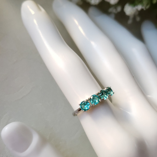 Paradise Blue パライバトルマリン リング 4mm ハーフエタニティ