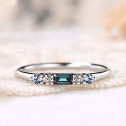 6月の誕生石 アレキサンドライト 結婚指輪 カラーチェンジストーン