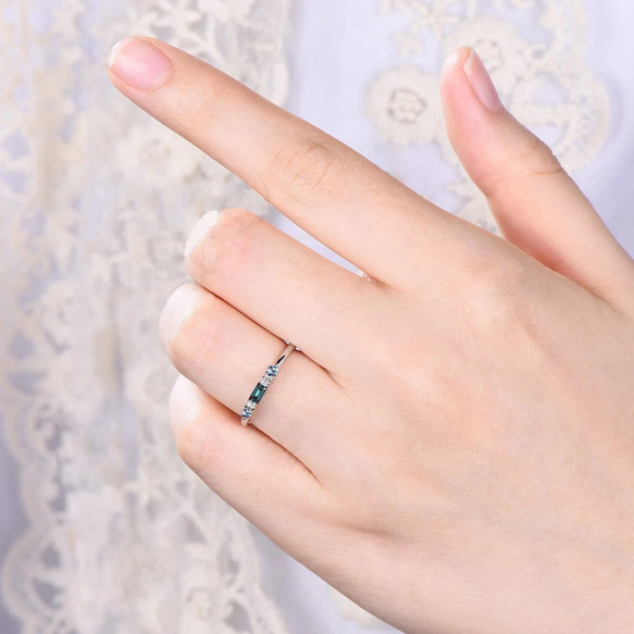 6月の誕生石 アレキサンドライト 結婚指輪 カラーチェンジストーン アレキサンドライト プロミスリング 誕生日プレゼント 8枚目の画像
