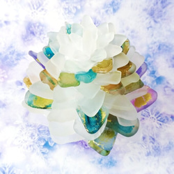 【オーダー】シーグラスのお花のランプシェード 赤×青×紫 黎明（れいめい）ギフトラッピング対応【海灯花】 7枚目の画像