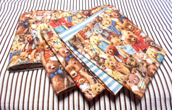 ●●お羊屋USAコットンテディベア柄半幅帯新品リバ長尺新品