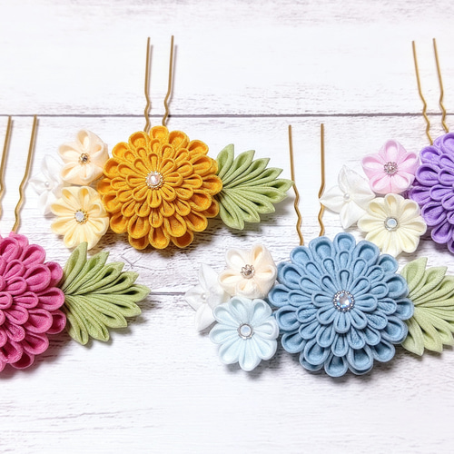 つまみ細工かんざし 簪 #花かんざし #つまみ細工 #うちわ #7月かんざし #和装髪飾り