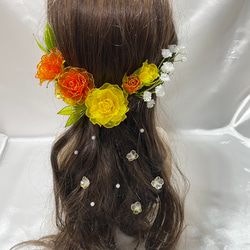 ウェディングヘアアクセサリー　花園　〜春暁〜　　ディップアート　ヘッドドレス 1枚目の画像