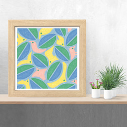 【インテリアポスター】さえずりは風のように  カラフルイラスト  アート  デザイン  鳥  木の葉  自然 2枚目の画像