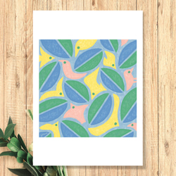 【インテリアポスター】さえずりは風のように  カラフルイラスト  アート  デザイン  鳥  木の葉  自然 3枚目の画像