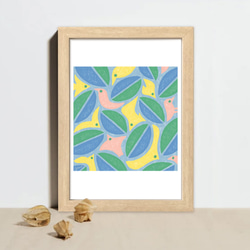 【インテリアポスター】さえずりは風のように  カラフルイラスト  アート  デザイン  鳥  木の葉  自然 4枚目の画像