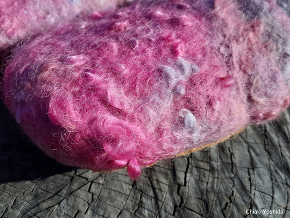 羊毛フェルトのルームシューズ　ピンク　（ウール・グラデーション・ピンク・天然素材） 6枚目の画像