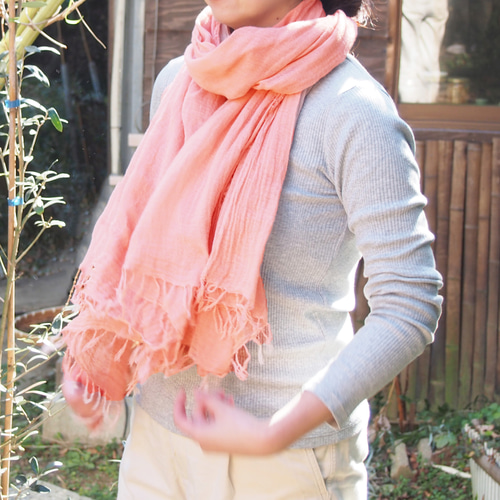 草木染め」インドアカネのかや織りストール(大判) ストール 染めもの