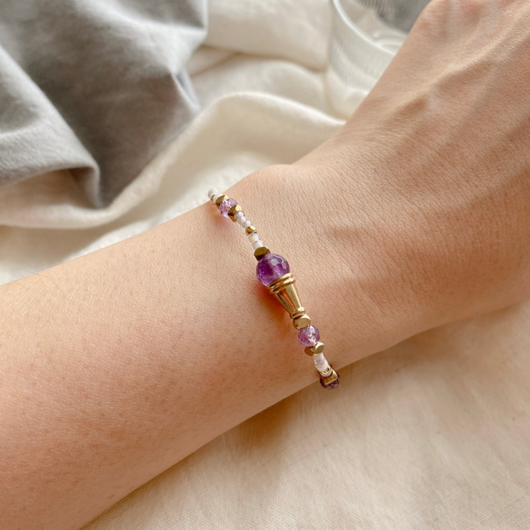 薰衣草甜筒 - 紫水晶 黃銅手環 第3張的照片