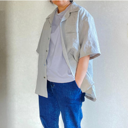 ヴィンテージライク ラミーリネン オープンカラーシャツ ゆったりフリーサイズ 11枚目の画像