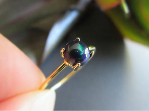 10月の誕生石】5mm美粒「ブラックオパール」リング 指輪・リング KUON