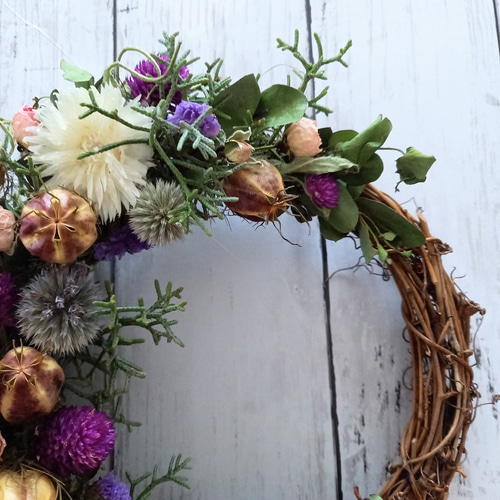 野草で作ったナチュラルハーフリース ドライフラワー atelier joues