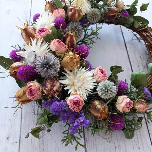 野草で作ったナチュラルハーフリース ドライフラワー atelier joues