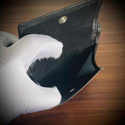 シャイニング クロコダイル 折財布 二つ折り メンズ財布 エナメル ワニ 本革 腹部 ダークグリーン 8枚目の画像