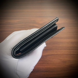 シャイニング クロコダイル 折財布 二つ折り メンズ財布 エナメル ワニ 本革 腹部 ダークグリーン 5枚目の画像