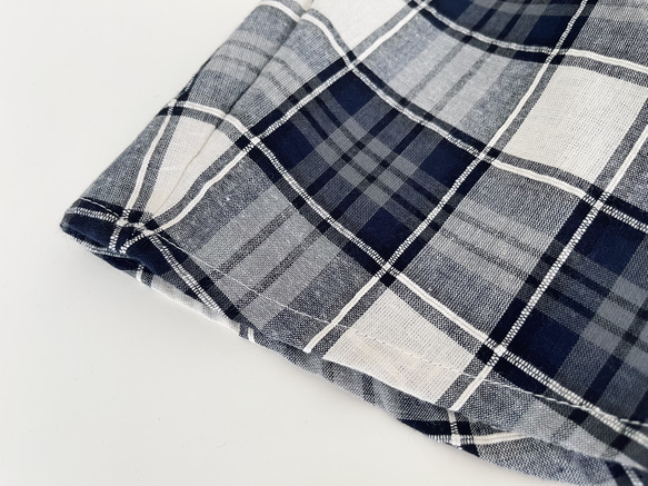 コットン素材フレアースカート（チェック柄　ネイビーXアイボリー） 16枚目の画像