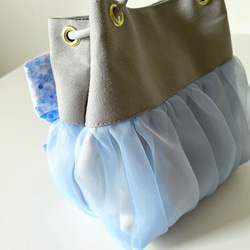 【受注生産】 斜めがけにも！2way organdie mini bag（ネモフィラブルー） 10枚目の画像