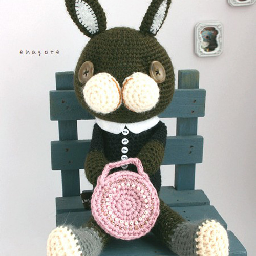 SOLD OUT＊うさぎ帽子のくま あみぐるみ SOLD OUT＊うさぎ帽子のくま