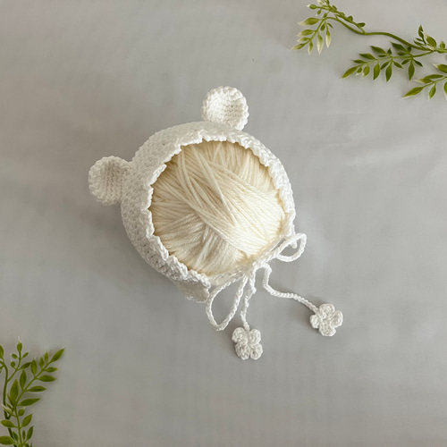 【新品未使用】BABY ねこみみボンネット 黒 オフ白 新品未使用】BABY ねこみみボンネット 黒 オフ白