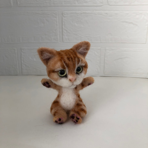 羊毛フェルト 猫 茶トラ猫さん チャトラ ねこ ネコ 猫フィギュア