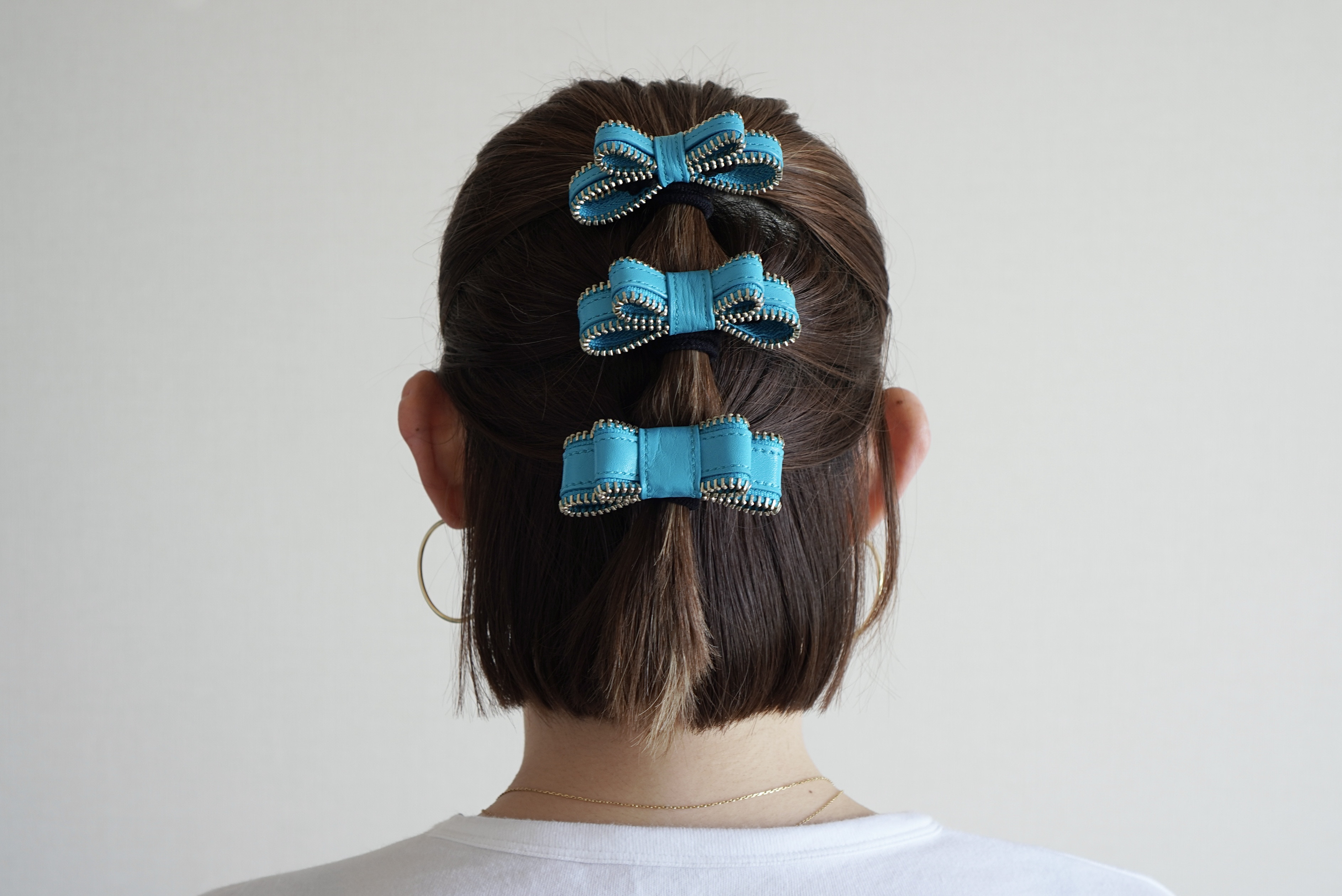 本革リボンゴム ターコイズブルー