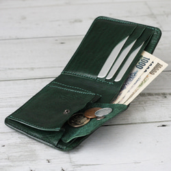 本革 ウォッシュドレザーハーフウォレット 二つ折り財布 メンズ レディース 男女兼用 シンプル W-341 2枚目の画像