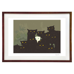 絵画。原画【二匹の猫が一緒にデートの道にきれいな星を探しに行きます】 絵画。原画【二匹の猫が一緒にデートの道にきれいな星を探しに